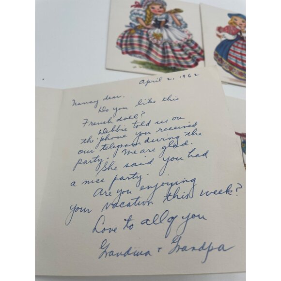 Set Of 10 Vintage International Costume Greeting Cards With Handwritten Note Fro - Picture 6 of 8